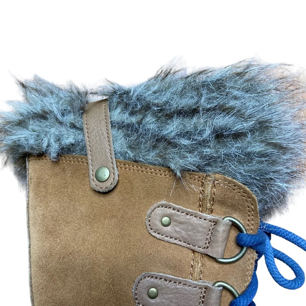 SOREL Joan of Arctic Boots Elk Dark Mountain Leather Winter Tan Womens Size 7